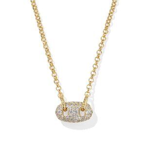 Bailey Gold Pave Short Pendant Necklace in White Crystal